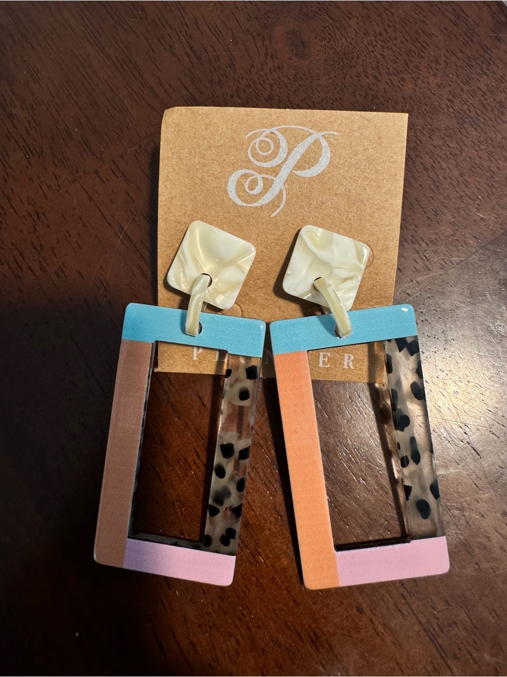 Colorblock Rectangle Dangle Earrings - Multicolor